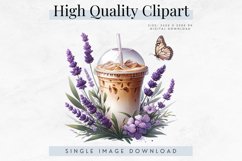 Lavender and Butterfly Iced Coffee Clipart Product Image 1