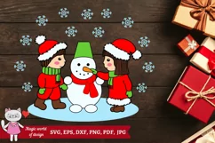 Winter kids Clipart svg, for Silhouette and Cricut Product Image 2