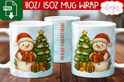 Custom Christmas mug wrap PNG, Cute Snowman png template Product Image 2