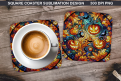 Pumpkin Coaster Sublimation, Halloween Coaster PNG Design Product Image 1