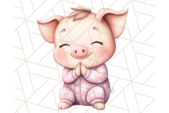 Praying Baby Animals in Pajamas Clipart, Sleepy Animal Png Product Image 3