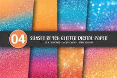 Sunset Beach Glitter Digital Paper Product Image 1