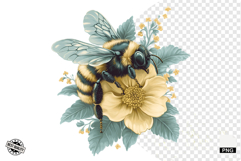 Summer Bees &amp; Sunflowers PNG - Summer Clipart Product Image 1