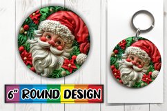 3D Santa Claus Round Keychain Design PNG Festive Holiday Product Image 1