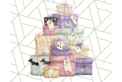 Pastel Halloween Town PNG Clipart, Spooky Shops & Homes Png Product Image 3