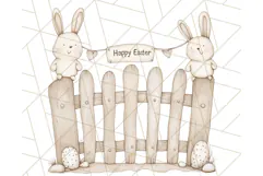 Spring Bunnies PNG Watercolor Bunny Clipart, Pastel Easter Product Image 3
