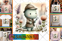 BLISSFUL TSHIRT Sublimation PNG, Cute Dino Product Image 1