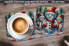 Snowman Coaster Sublimation, Christmas Coaster PNG Design Product Image 1