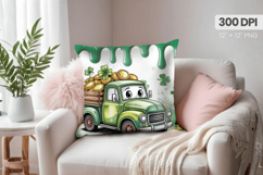 Cute Lucky Truck with Gold Pillow PNG Sublimation Design Product Image 1