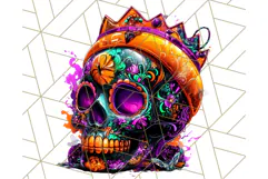 Bright Sugar Skull PNG Clipart, Halloween Colorful Skull Png Product Image 3