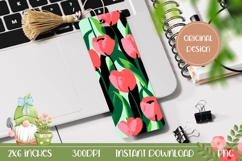 Printable Tulips Bookmark, Cartoon Flowers Bookmark PNG Product Image 1