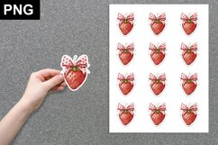 Valentines Cherries with Coquette Bow Sticker, Product Image 1