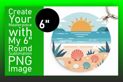 Creative Keychain Round PNG Artwork , Summer Beach Product Image 1