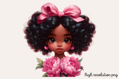 Cute Black Girl with Flower Clipart PNG Product Image 1