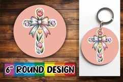 Sweet Sublimation Round Ornaments, Cross and Bow Product Image 1