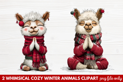 Whimsical Cozy Winter Animals Clipart | Cute Snowy Forest Product Image 1