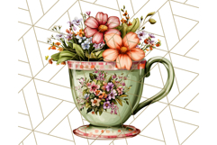 Vintage Floral Teacup Clipart PNG, Blooming Teacups Clip Art Product Image 3