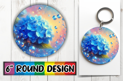Whimsical Circle Keychain PNG, 3D Flower Product Image 1