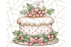 Christmas Cake Clipart PNG, Cottagecore Holiday Desserts Product Image 3