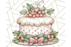 Christmas Cake Clipart PNG, Cottagecore Holiday Desserts Product Image 3