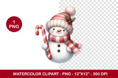 png watercolor clipart - cute snowman Product Image 1