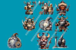 Viking Gnome Warrior Clipart PNG Bundle Fantasy Gnomes Product Image 3