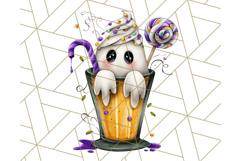 Ghost Café PNG Clipart, Cute Ghost Baristas Halloween Treats Product Image 3