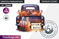 Fall Vintage Truck with Pumpkin PNG clipart Farmhouse Autumn Product Image 1