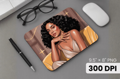 Afro Girl / Woman braided hair Mouse Pad, Black Queen PNG Product Image 1