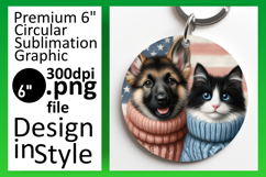 Elegant Keychain Round Design PNG , Dog and cat Product Image 1