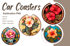 Flower Car Coasters Sublimation Keychains Accessories _43 Product Image 1