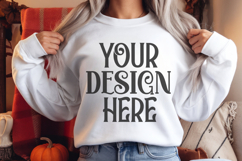 White Gildan 18000 Sweatshirt mockup Product Image 1