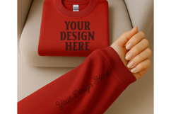 Gildan 18000 Red Sleeve Sweatshirt Mockup Product Image 1