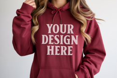 Maroon Gildan 18500 Hoodie Sweatshirt Mockup, Unisex Product Image 1