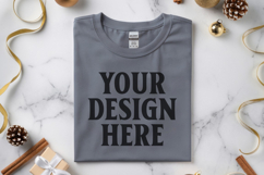Gildan 64000 Sport Grey Folded Christmas Flat Lay T-shirt Product Image 1