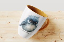 Cute Twitter Bird Baby Watercolor Handmade illustration Product Image 1