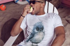 Cute Twitter Bird Baby Watercolor Handmade illustration Product Image 2