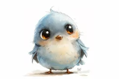 Cute Twitter Bird Baby Watercolor Handmade illustration Product Image 3