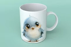 Cute Twitter Bird Baby Watercolor Handmade illustration Product Image 1
