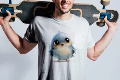 Cute Twitter Bird Baby Watercolor Handmade illustration Product Image 2