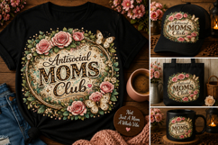 Antisocial Moms Club PNG | Funny Floral Mama Sublimation Des Product Image 1