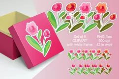 Sketches Flowers Clipart for Stickers PNG files Set of 8 Product Image 2