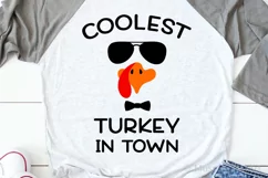 Coolest Turkey in Town Svg, Thanksgiving Svg, Boy Turkey Product Image 1