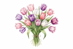 Watercolor fresh tulip bunch Product Image 1
