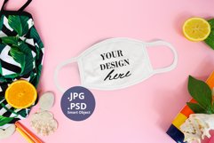 White Face Mask Tropical Mockup PSD, Summer mask Mockup PSD Product Image 1