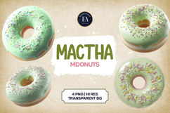 Matcha Donuts Clipart Bundle 4 PNG Product Image 1