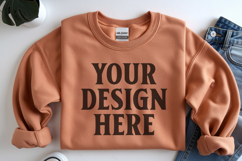 Orange Gildan 18000 Folded Flat Lay Mockups Product Image 1