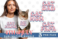 American Cat Mama Papa 4th of July USA Paw DTF PNG Bundle Product Image 1