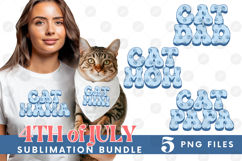 American Cat Mama Papa 4th of July USA Paw DTF PNG Bundle Product Image 1