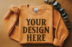 Orange Gildan 18000 Folded Flat Lay Mockups Product Image 1